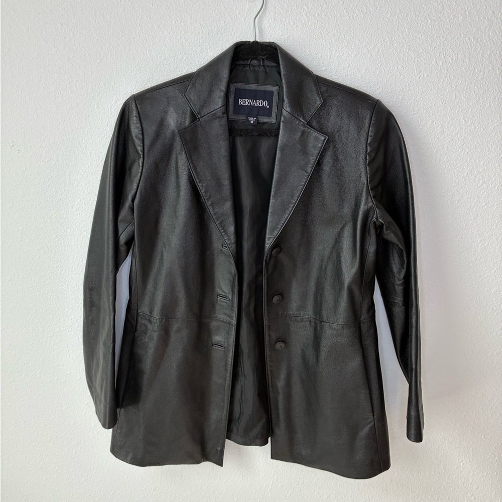 Bernardo Black Leather Blazer Jacket